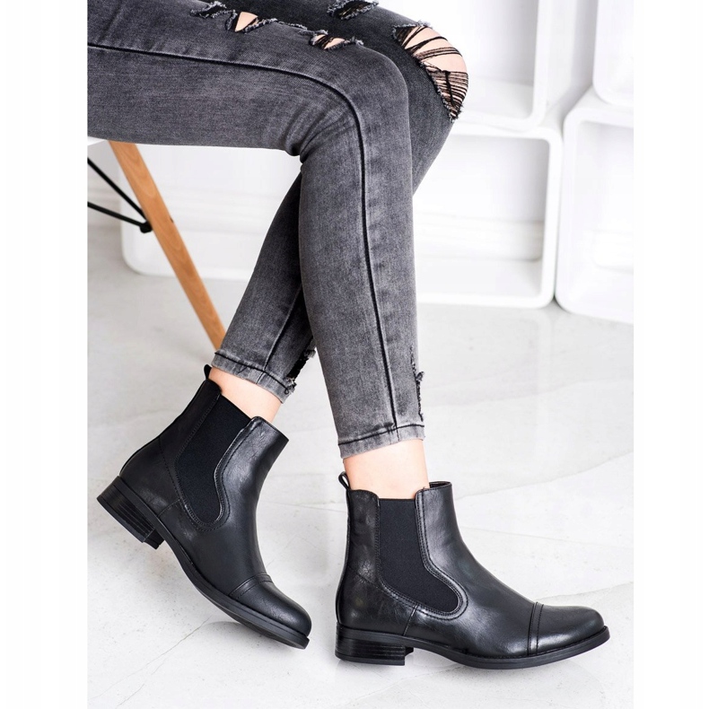 Super Mode Bottines Chelsea classiques noir 1