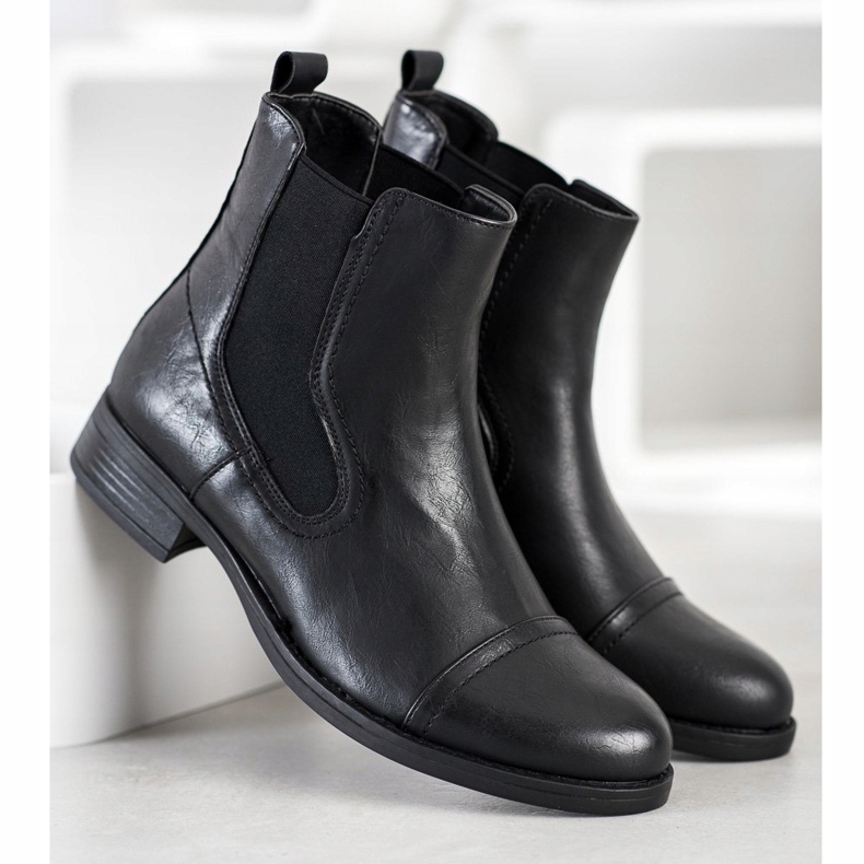 Super Mode Bottines Chelsea classiques noir 2