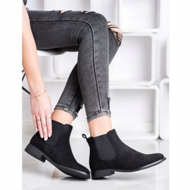 Ideal Shoes Bottines Chelsea en daim le noir 4