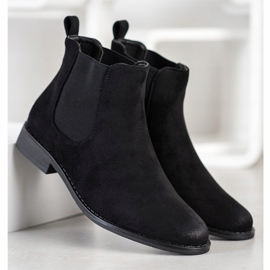 Ideal Shoes Bottines Chelsea en daim le noir 3