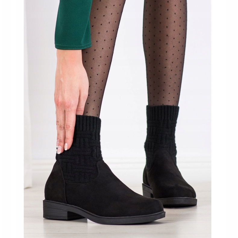 SHELOVET Bottines en daim à enfiler le noir 2