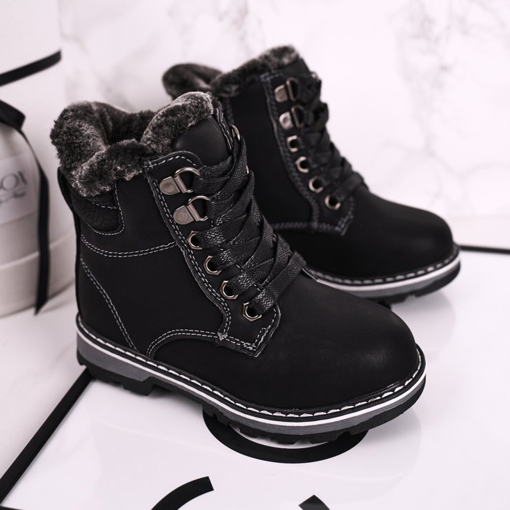 Trappeurs pour enfants isolés avec de la fourrure Black Luke le noir 2