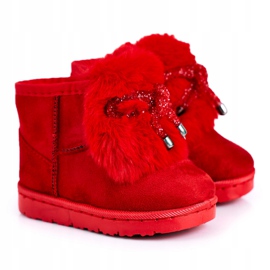 Bottes de Neige Enfant Fourrure Daim Rouge Amelia 4