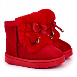 Bottes de Neige Enfant Fourrure Daim Rouge Amelia 4