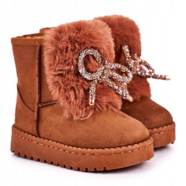 Bottes de Neige Chaudes Enfant Fourrure Daim Caramel Amelia brun 5