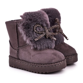 Bottes De Neige Enfant Fourrure Daim Gris Amelia 4