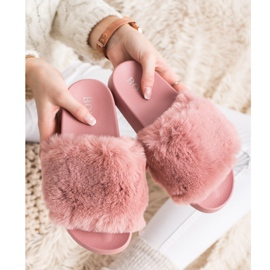 Bona Tongs à la mode avec fourrure rose 2