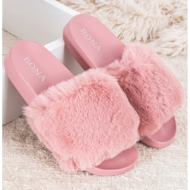 Bona Tongs à la mode avec fourrure rose 3