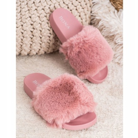 Bona Tongs à la mode avec fourrure rose 4
