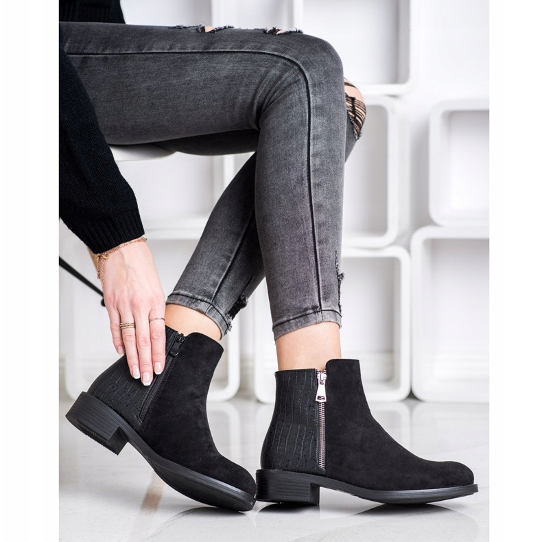 Bestelle Bottes à la mode avec une fermeture éclair le noir 1