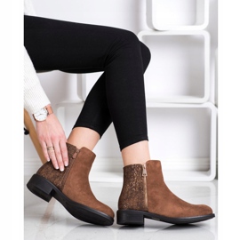 Bestelle Bottes à la mode avec une fermeture éclair brun 3