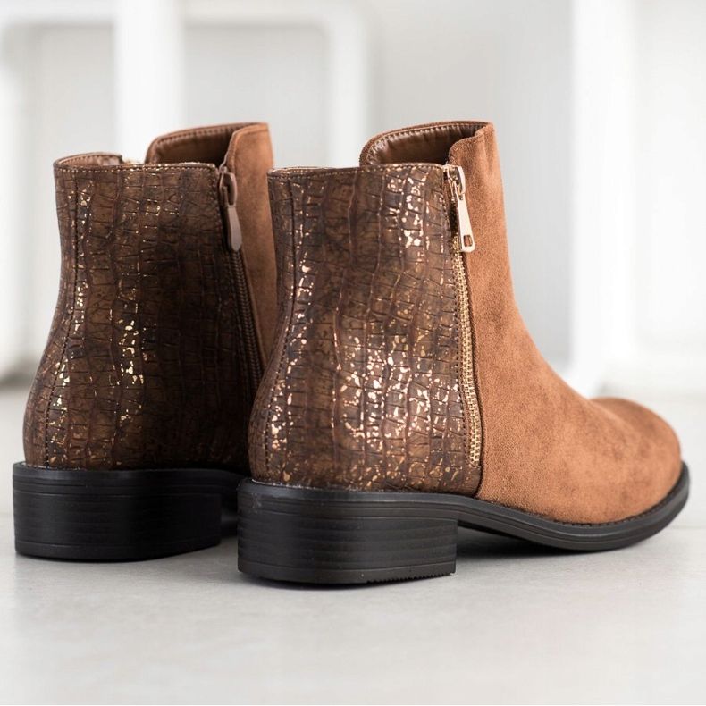 Bestelle Bottes à la mode avec une fermeture éclair brun 1