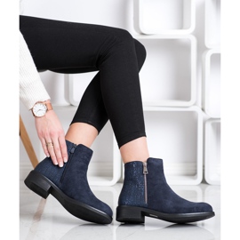 Bestelle Bottes à la mode avec une fermeture éclair bleu marin bleu 4