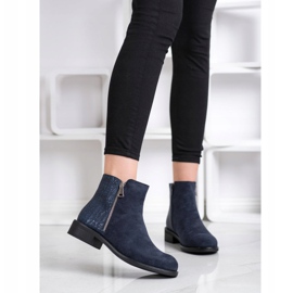Bestelle Bottes à la mode avec une fermeture éclair bleu marin bleu 1