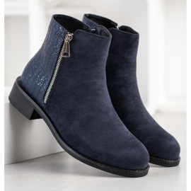 Bestelle Bottes à la mode avec une fermeture éclair bleu marine bleu 2