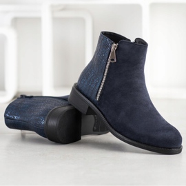 Bestelle Bottes à la mode avec une fermeture éclair bleu marin bleu 3