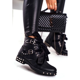 SEA Bottines Femme Rivets Spikes Noir Aimant le noir 1