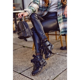SEA Bottines Femme Rivets Spikes Noir Aimant le noir 3