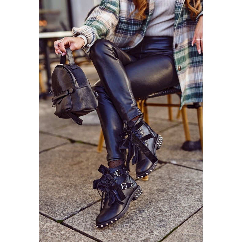 SEA Bottines Femme Rivets Spikes Noir Aimant 3