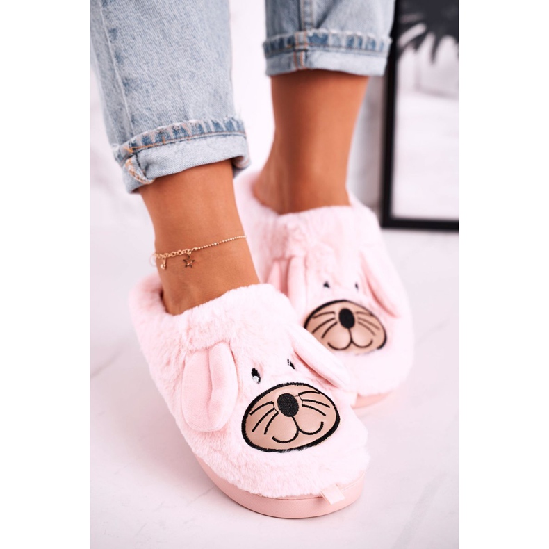 JOMIX Chaussons Femme Rose En Fourrure De Souris Home Sweet Home 1