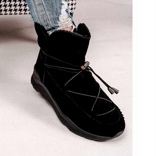 HAN Bottes De Neige Sport Femme Avec Fourrure Noir Synte 1