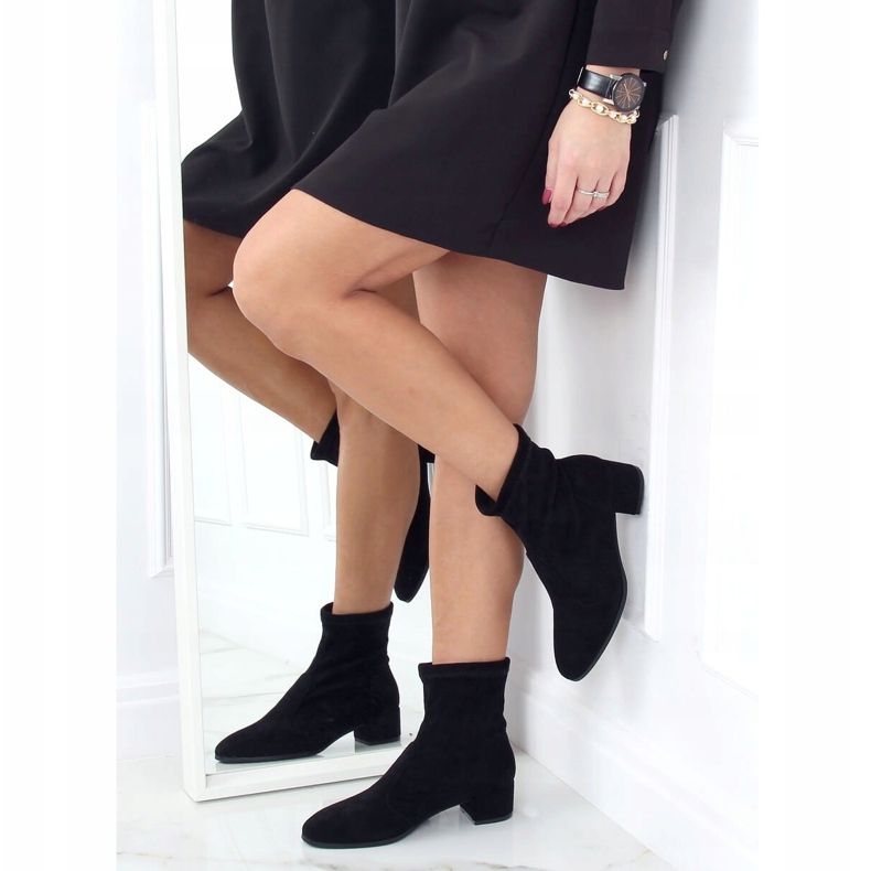 Black YK-103 Bottes noires avec une tige souple le noir 2