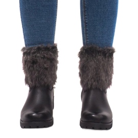Bottes Avec Fourrure A89620 Noir blanche 1