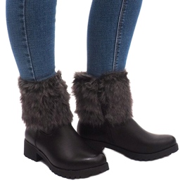 Bottes Avec Fourrure A89620 Noir blanc 2