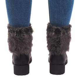 Bottes Avec Fourrure A89620 Noir blanche 3
