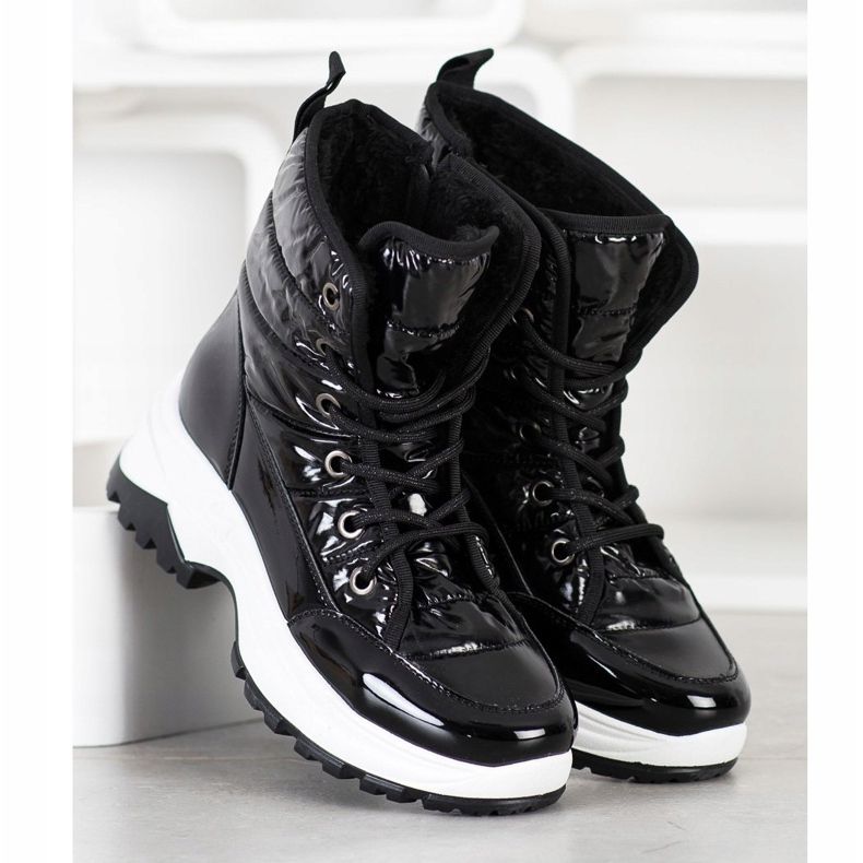 SHELOVET Bottes de neige confortables noir 2