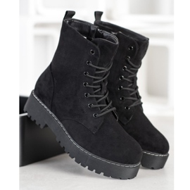 SHELOVET Trappeurs en suède sur la plate-forme noir 2