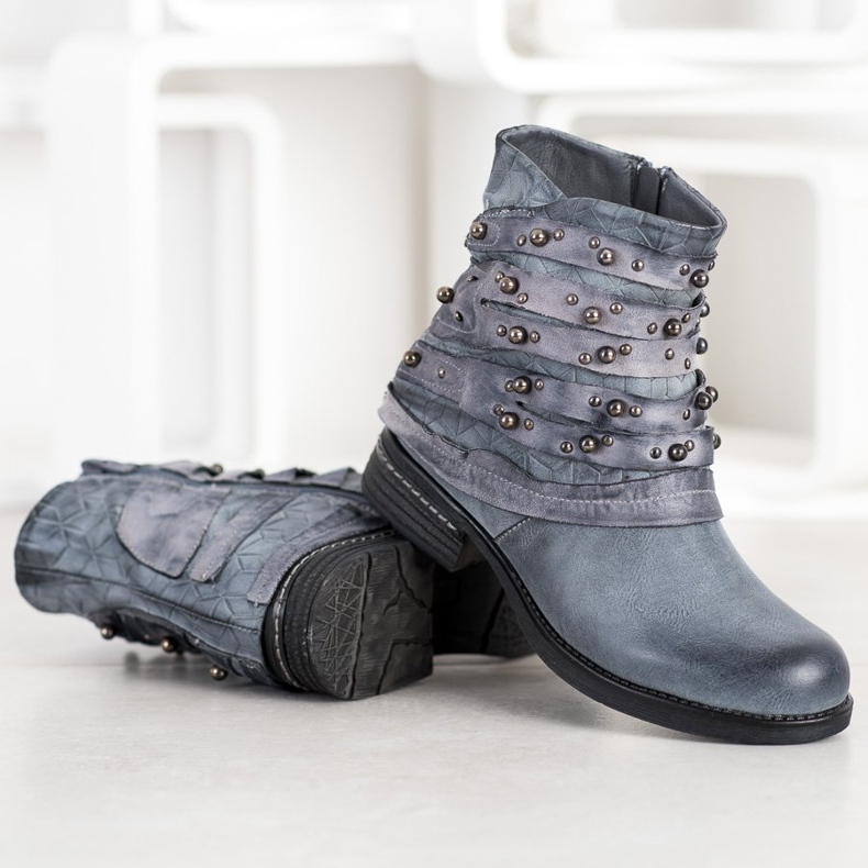 Queentina Bottes confortables avec décorations gris 1