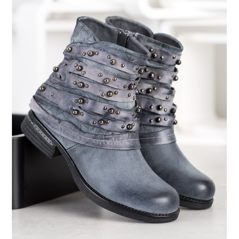 Queentina Bottes confortables avec décorations gris 2