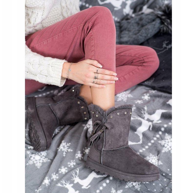 SHELOVET Mukluki gris avec zircone cubique 1