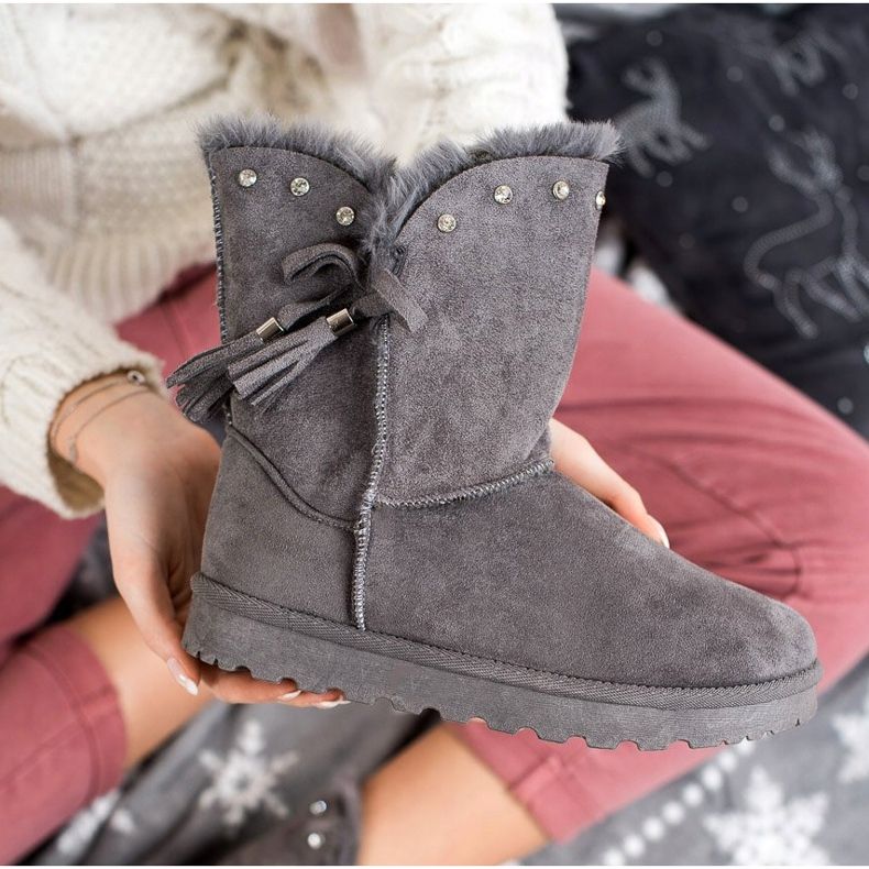 SHELOVET Mukluki gris avec zircone cubique 2