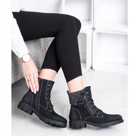 Super Mode Bottes de randonnée avec fermeture éclair décorative noir 2