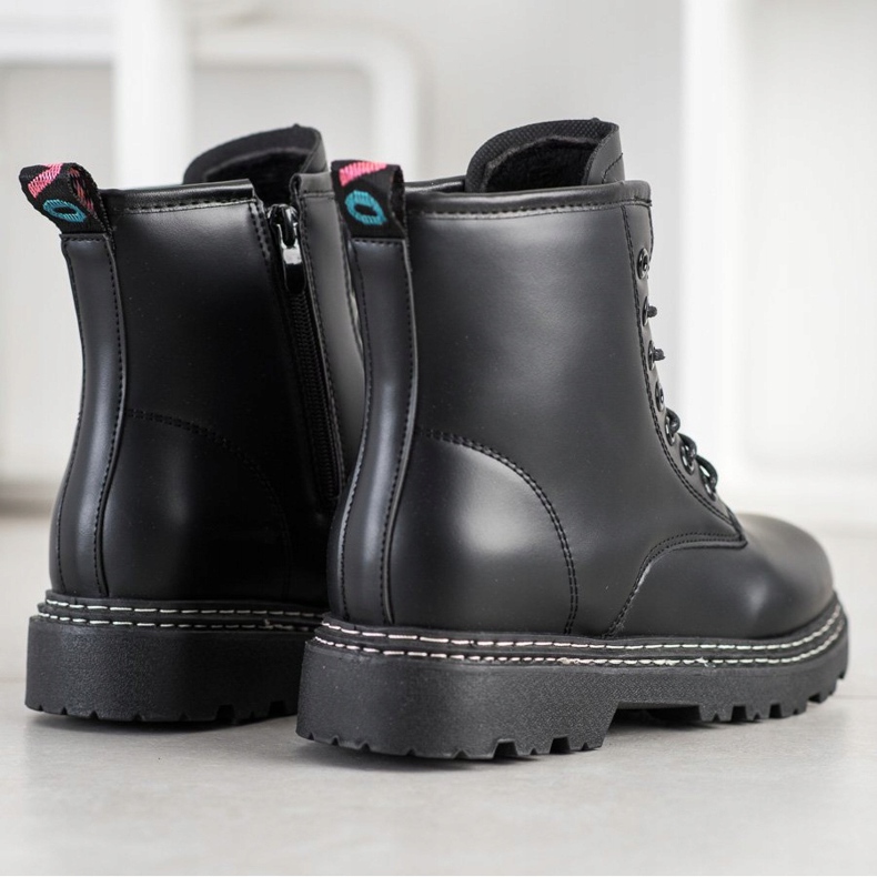 SHELOVET Trappeurs noirs attachés le noir 1