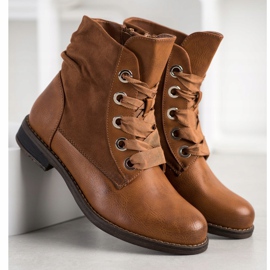Super Mode Bottes nouées élégantes brun 3