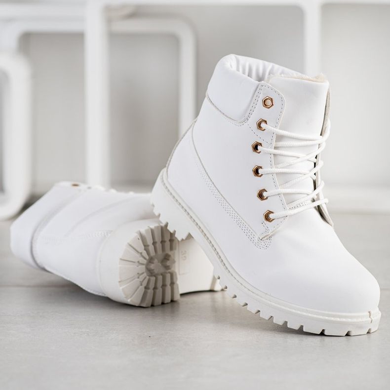 SHELOVET Bottes de randonnée chaudes avec cuir écologique blanc 2