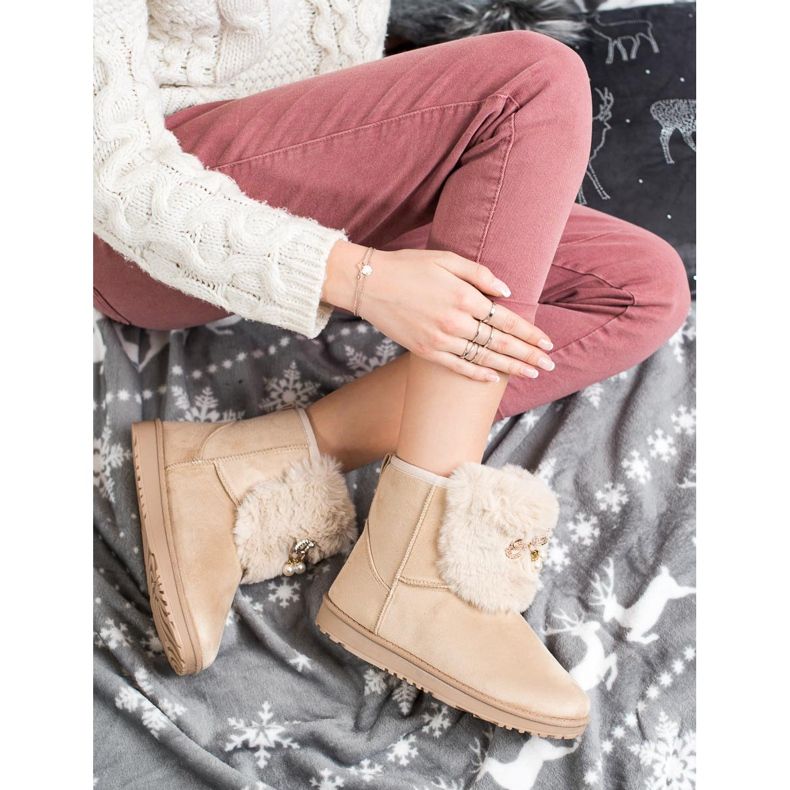 Queentina Mukluki chaud avec ornement beige 1