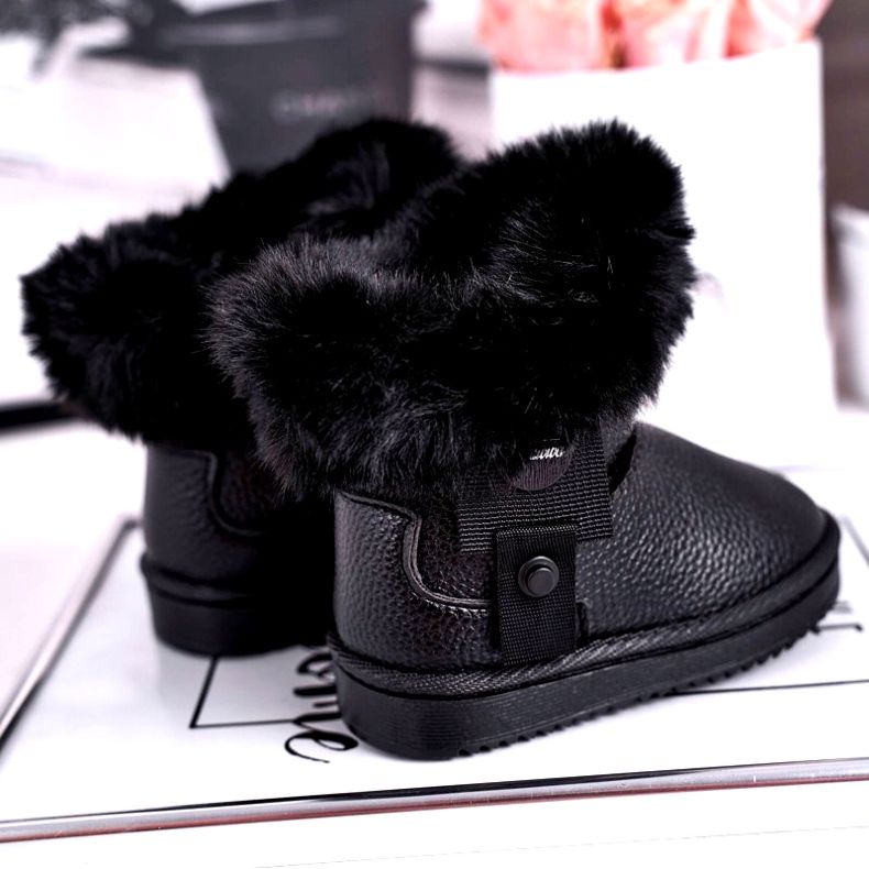 Apawwa Bottes de neige pour enfants isolées Marella noires avec fourrure le noir 3