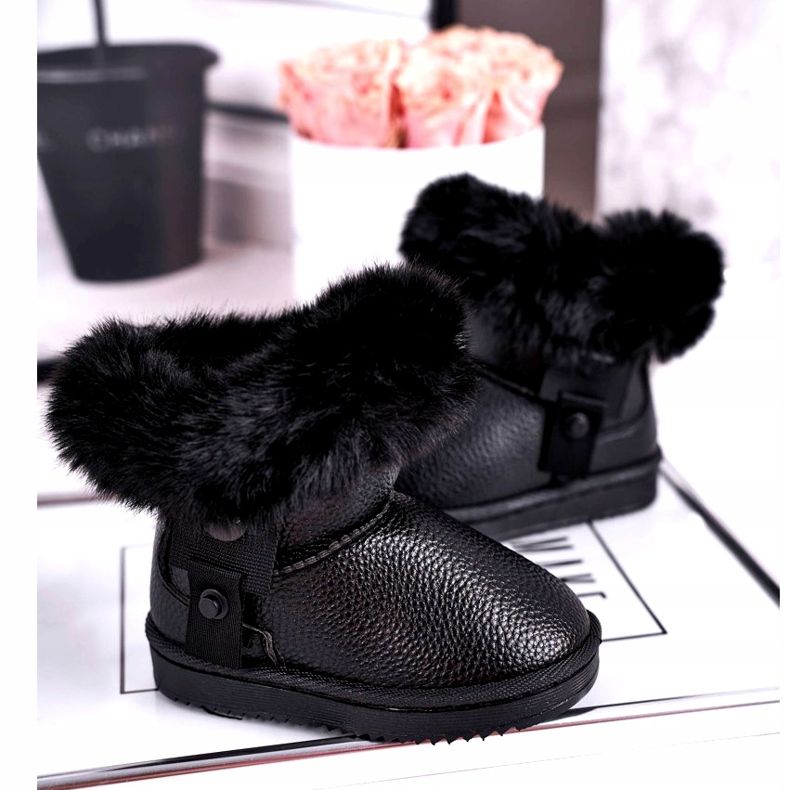 Apawwa Bottes de neige pour enfants isolées Marella noires avec fourrure 1