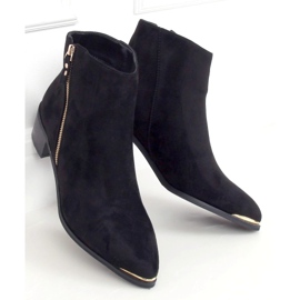 Boots daim noir amande bout 88168-1 Noir le noir 5