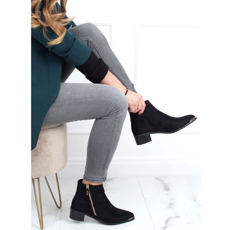 Boots daim noir amande bout 88168-1 Noir le noir 1