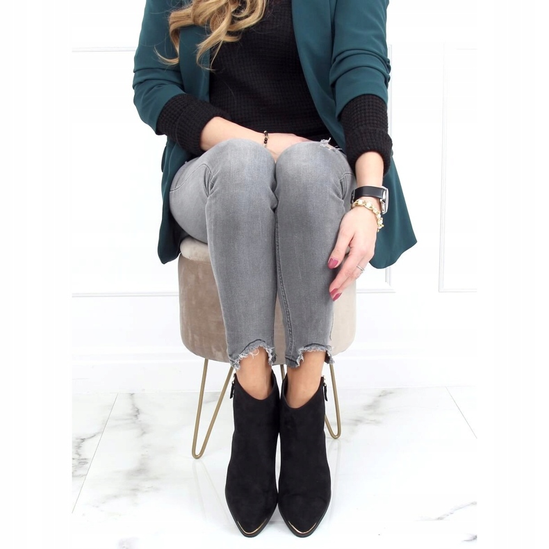 Boots daim noir amande bout 88168-1 Noir le noir 2