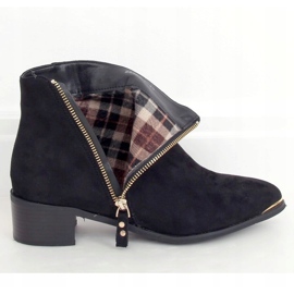Boots daim noir amande bout 88168-1 Noir le noir 4