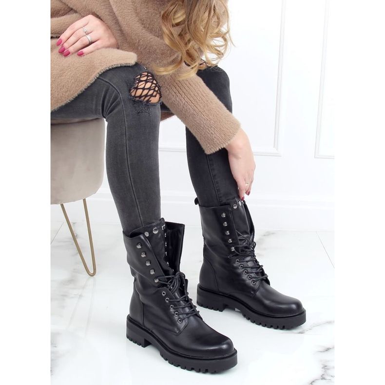 Bottines militaires noires à lacets NC1092 Noir le noir 1