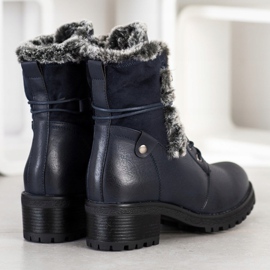 Super Mode Bottines bleu marine avec fourrure 2