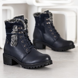 Super Mode Bottines bleu marine avec fourrure 3