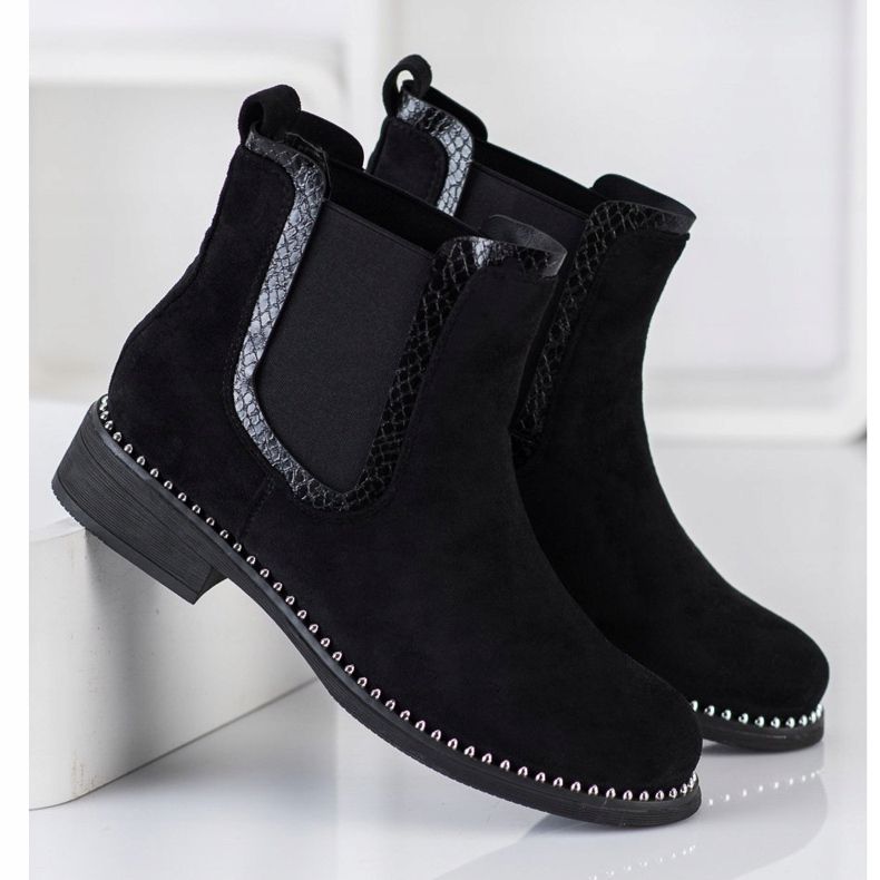 Bestelle Bottines Jodhpur en daim noir le noir 1
